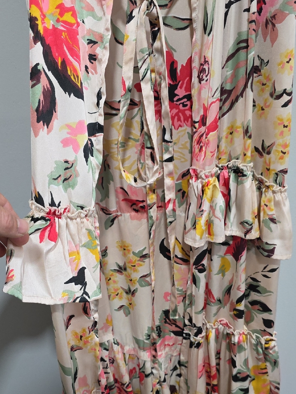 Love Like Summer x Billabong Sleeveless Floral Ruffle Cover Up Dress Cream Pink - Picture 4 of 5